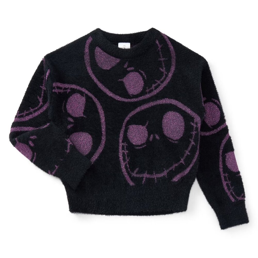 The Nightmare Before Christmas Graphic Eyelash Glitter Sweater Med 7/8